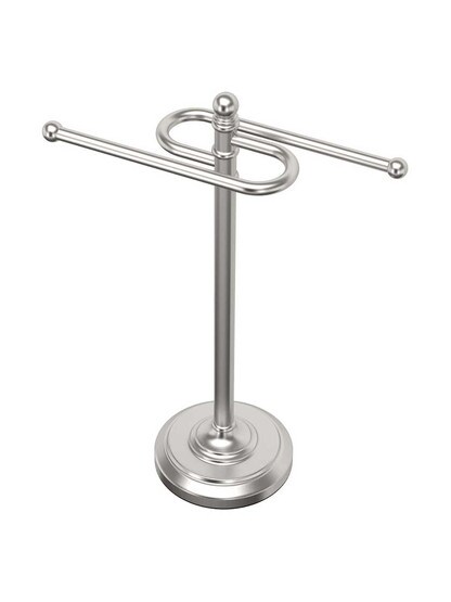 14 inch S-Shaped Countertop Towel Stand in Satin Nickel.